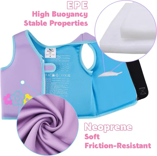 Miniatura 6 de Pottwal Chaleco de natación para niños - Chaqueta de natación - Hecho de neopreno y EPE - con correa ajustable en la entrepierna Púrpura