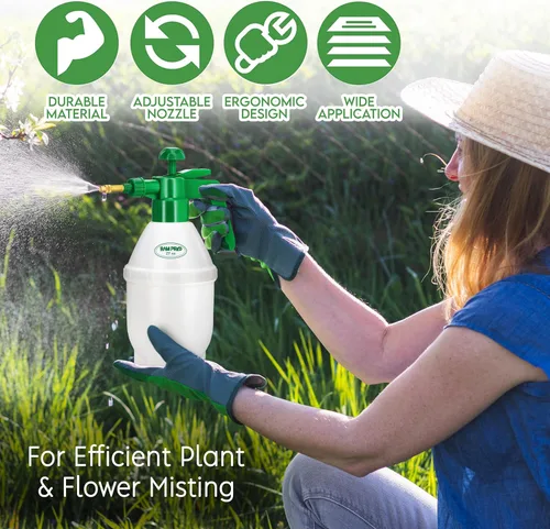 Miniatura 3 de Pulverizador de bomba de jardín, pulverizador de agua de niebla de botella de mano, presión de mano para limpieza del hogar, pulverizador de césped