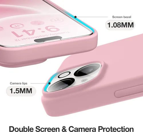 Miniatura 672 de GONEZ Funda de silicona para iPhone 15 Pro Max, compatible con Magsafe, protector de cámara + protector de pantalla, forro de microfibra suave