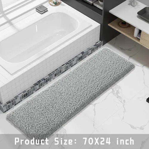Miniatura 138 de Yimobra Alfombra de baño de felpa esponjosa, súper lanuda suave, cómoda, antideslizante, absorbente de agua, alfombra de baño de microfibra que se