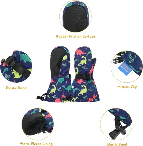 Miniatura 10 de Zando Guantes de invierno para niños pequeños, guantes de esquí impermeables para niños, guantes de nieve cálidos para niños y niñas