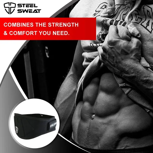 Miniatura 5 de Steel Sweat Cinturón de levantamiento de pesas – Nylon de 6 pulgadas firme y cómodo soporte de espalda, mejor para entrenamientos en el gimnasio