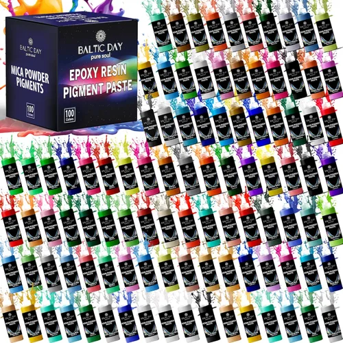 Miniatura 25 de BALTIC DAY Juego de pasta de pigmentos epoxi de 50 colores – Colorante de resina opaco, tinte epoxi de alta concentración y polvo de mica para arte