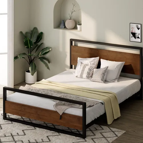 Miniatura 11 de ZINUS Suzanne - Base de cama de plataforma de metal y madera de 37 pulgadas, construcción de madera maciza y acero, no necesita somier, soporte