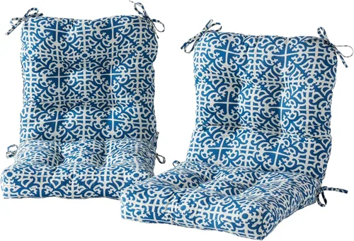 Miniatura 71 de Cojines para silla de exterior con bisagras, diseño de una sola pieza, cojín reversible para asiento y respaldo de patio con lazos, tela