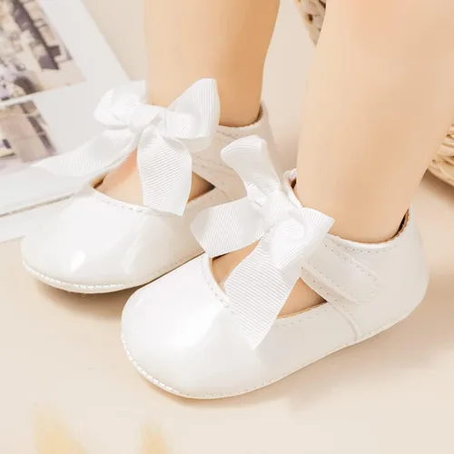 Miniatura 2 de Baby Mary Jane - Zapatos planos para niñas con lazo de algodón, suela antideslizante para bebé, vestido de princesa para primera caminata, zapatos