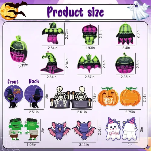Miniatura 3 de AMUHUA Recuerdos de fiesta de Halloween para niños - 24 piezas de mini juguetes de Halloween, llaveros de presión, juguetes para jugar