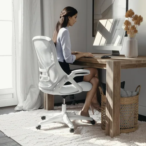 Miniatura 7 de Flash Furniture Porter - Silla de oficina giratoria de respaldo alto con soporte lumbar ajustable y altura, silla de escritorio ergonómica de malla