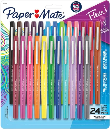 Miniatura 5 de Paper Mate Flair - Bolígrafos de punta de fieltro, llamativos (0.047 in), colores surtidos, 16 unidades Rotuladores Flair, punta media, surtidos