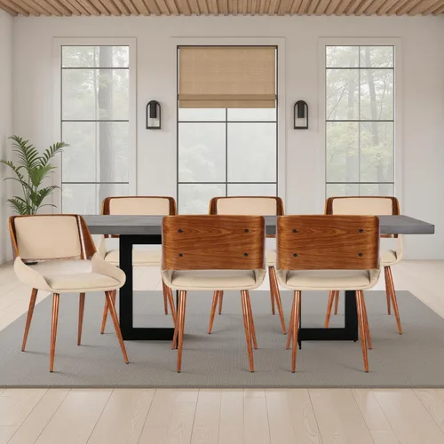 Miniatura 12 de Armen Living Silla de comedor Panda en tela gris y acabado de madera de nogal, 25 pulgadas de profundidad x 20 pulgadas de ancho x 31 pulgadas