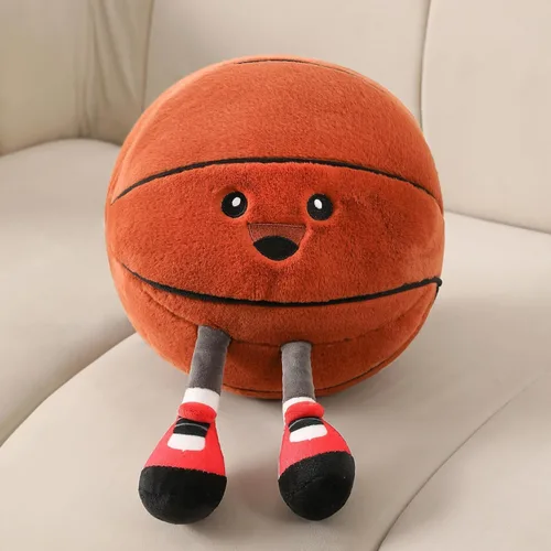 Divertida almohada de felpa de baloncesto con patas – Lindo juguete de animal de peluche para niños y niñas, regalo de almohada decorativa de