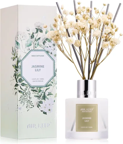Miniatura 44 de Airkeep Juego de difusor de junco, 3.38 onzas líquidas (3.4 fl oz), difusor de aceite de niebla marina y sal marina con 8 varillas de caña, difusor