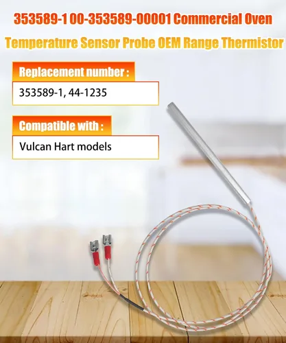 Miniatura 2 de 353589-1 00-353589-00001 Sonda de sensor de temperatura de horno comercial Termistor de gama OEM compatible con modelos Vulcan Hart, reemplaza