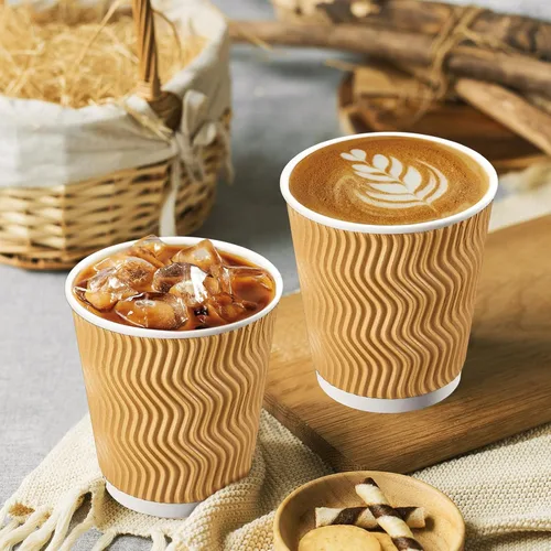 Miniatura 9 de SIUQ Tazas de café de 8 onzas – Paquete de 150 vasos de papel desechables aislados de 8 onzas, tazas de pared onduladas corrugadas para bebidas