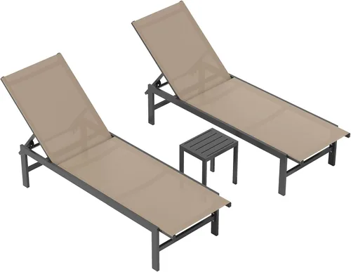 Miniatura 19 de Vexwalx Sillón para exteriores para piscina, tumbonas de aluminio con sillón reclinable de 5 posiciones, silla de patio para patio trasero, junto a