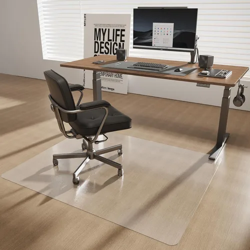 Miniatura 7 de Tapete de oficina de 30 x 48 pulgadas para suelo de madera dura con diseño de plumas 3D, impermeable y antideslizante, tapetes de oficina para Negro
