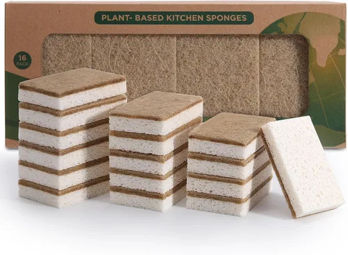 Miniatura 8 de Esponjas naturales para platos, paquete de 12 – Keep Soap Esponja de cocina biodegradable Esponja de coco compostable – Esponjas de limpieza