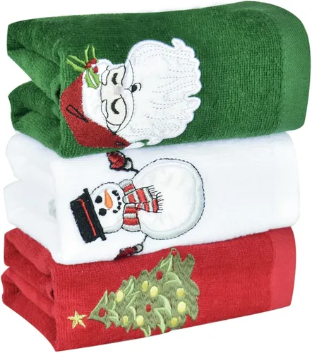 Toallas de mano navideñas de gran tamaño para baño, 15 x 24 pulgadas, paquete de 3, toallas de cocina de algodón navideñas, juegos de toallas