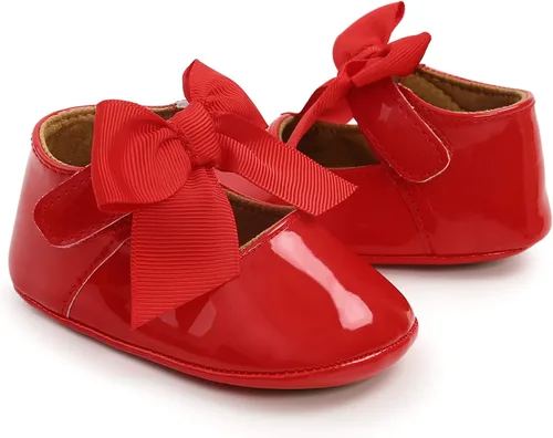 Miniatura 6 de GAISUMMI Zapatos planos Mary Jane para bebés y niñas con lazo, suela de goma antideslizante, de piel sintética, para primeros pasos, zapatos