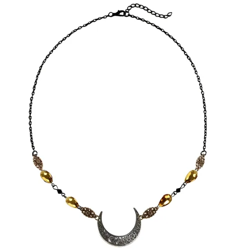 Miniatura 19 de Diadema de bruja con diseño de luna para mujer, corona de hada de elfo, disfraz de frente gitana vikinga, diadema bohemia luna dorada