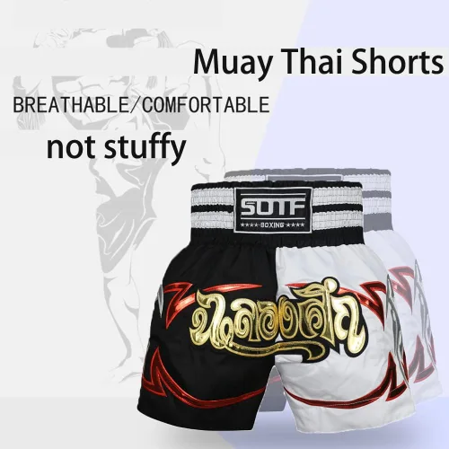 Miniatura 4 de Pantalones cortos de boxeo para mujer, pantalones cortos de entrenamiento de artes marciales mixtas para hombres, BJJ Muay Thai, pantalones cortos