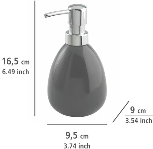 Miniatura 5 de WENKO Dispensador de jabón de manos de cerámica para baño, dispensador de jabón líquido recargable, encimera, botella con bomba para cocina y baño