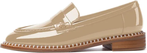 Miniatura 2 de FOGEENA Mocasines de tacón bajo para mujer, estilo casual, puntera redonda, de charol grueso, de 1 pulgada