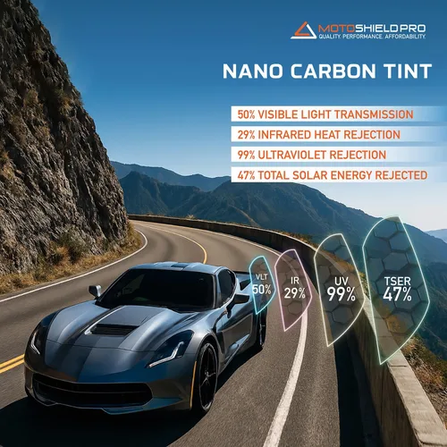 Miniatura 2 de MotoShield Pro Película adhesiva de privacidad de 50 % VLT de nanocarbono de 36 pulgadas x 10 pies, rollo de 2 capas, 99% UV y bloqueo de calor