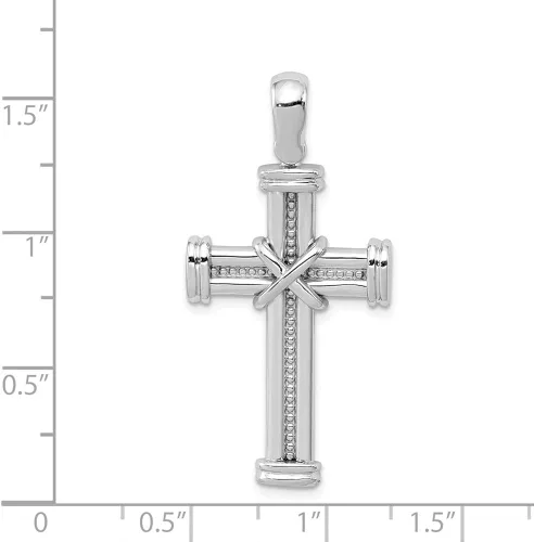 Miniatura 4 de Colgante de cruz latina de oro blanco de 14 quilates, 1.614in x 0.787in