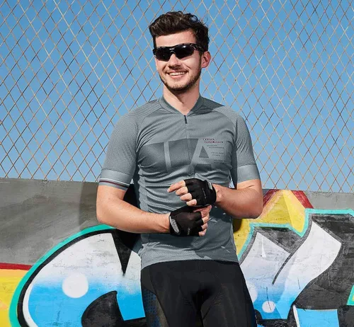 Miniatura 16 de Santic Camiseta de ciclismo para hombre, manga corta, camiseta de ciclismo de carretera, cremallera completa, UPF 50+, MTB con bolsillos