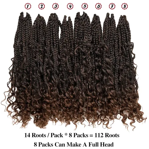 Miniatura 2 de 8 paquetes de trenzas de ganchillo de 14 pulgadas, 8 paquetes de trenzas de ganchillo bohemias de 14 pulgadas, 8 paquetes de trenzas de ganchillo