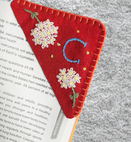 Miniatura 19 de Marcapáginas de esquina bordadas a mano personalizadas, Marcadores para mujeres, Marcador personalizado para los amantes de los libros, lindo Verde