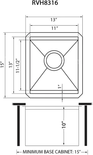 Miniatura 9 de Ruvati Fregadero de Preparación de Barra Estación de Trabajo de 13 pulgadas con Tapa - Fregadero de Cocina de Acero Inoxidable Calibre 16 Bajo