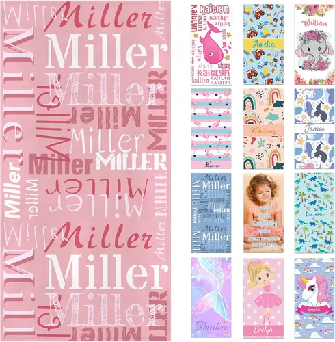 Miniatura 16 de Toallas de playa personalizadas para adultos y niños con nombres, toallas de playa personalizadas para hombres y mujeres, toalla de baño