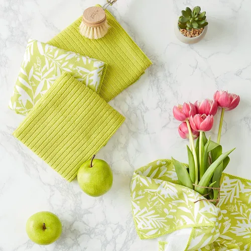 Miniatura 4 de DII - Juego de paños de cocina multiusos de microfibra, colección de limpieza, floral de aguacate