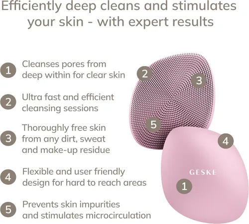 Miniatura 2 de GESKE SmartAppGuided™ Cepillo facial 4 en 1 Cepillo de limpieza facial profesional Cepillo facial de silicona para limpieza de la piel Rosado