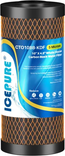 Miniatura 11 de ICEPURE Filtro de agua de carbón activado por sedimentos para toda la casa de 10 x 4.5 pulgadas, compatible con Dupont WFHDC8001, EP Series, EPM