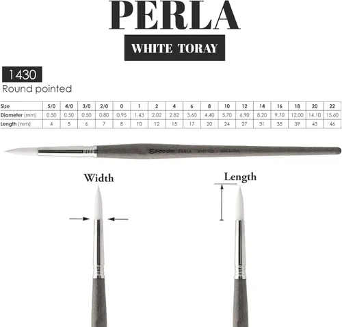 Miniatura 3 de Escoda Art Products 1430-8 Escoda Perla Series, 8, filamento sintético blanco Toray