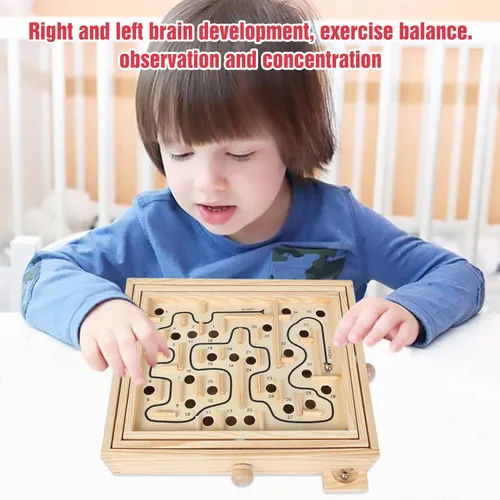 Miniatura 7 de GOTHINK Juego de laberinto de madera, juego de mesa de laberinto de inclinación de bola de mármol, juego de equilibrio de mesa y juguete para niños