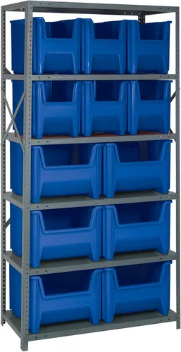 Miniatura 54 de Quantum QSBU-245BK Heavy Duty Shelving Unit with (7) Shelves and (24) QUS245 Black Bins for Garage Warehouse Storage Distribution 400 lb Load