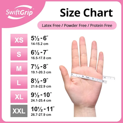 Miniatura 6 de SwiftGrip Guantes desechables de nitrilo – Guantes de examen médico, sin látex, rosa, sin polvo, caja de 50 unidades (grande)