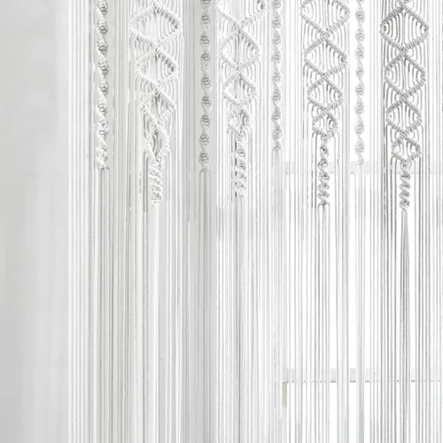 Miniatura 8 de Lush Decor Panel de Cortina de Ventana de Algodón Texturizado Boho Macramé, 40" An x 84" L, Blanco - Divisor de Habitación o Decoración de Boda
