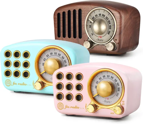 Altavoz Bluetooth retro, radio FM Radio-Greadio vintage con estilo clásico antiguo, fuerte mejora de graves, volumen fuerte, conexión inalámbrica