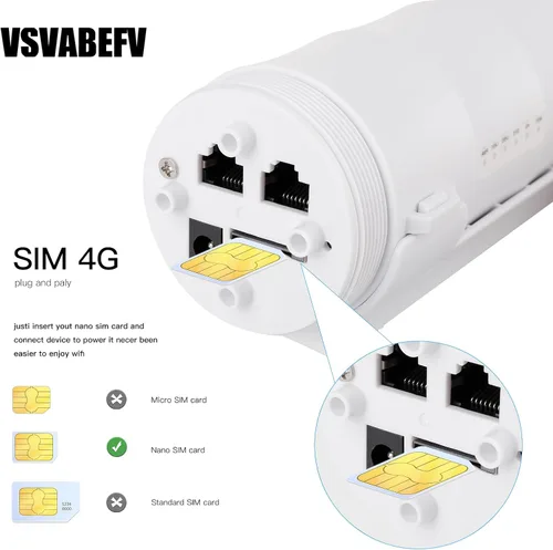 Miniatura 2 de VSVABEV - Router de módem 4G LTE para exteriores con ranura SIM, repetidor WiFi para interiores y exteriores de 2.4G 300Mbps, punto de acceso POE