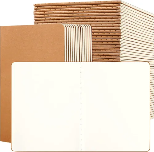 Miniatura 8 de Paquete de 100 cuadernos pequeños en blanco y diario a granel, cubierta negra, papel grueso sin forro, 4.25 x 5.5 pulgadas, 48 páginas, cuaderno