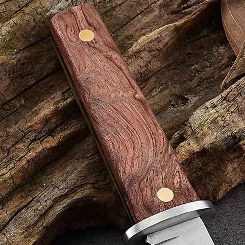 Miniatura 8 de Cuchillo de hoja fija de supervivencia, cuchillo utilitario de caza de camping al aire libre, mango de madera