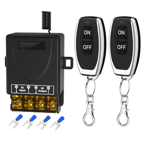 RVBOATPAT Interruptor remoto inalámbrico DC 8V/12V/24V/48V/72V/86V 30A Relé RF Control remoto de 328 pies de largo alcance para alarmas antirrobo