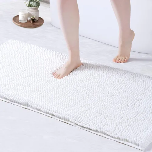 Miniatura 23 de FRESHMINT - Alfombras de baño de chenilla, 32"x20", alfombra antideslizante para el piso del baño y la bañera, alfombra de ducha suave y lavable
