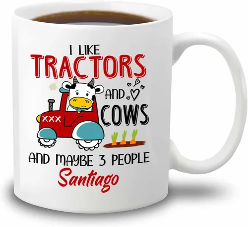 Miniatura 14 de Tazas de café personalizadas con nombre "Born To Farm Forced To Go To School" de 11 onzas y 15 onzas, taza de café personalizada para tractores