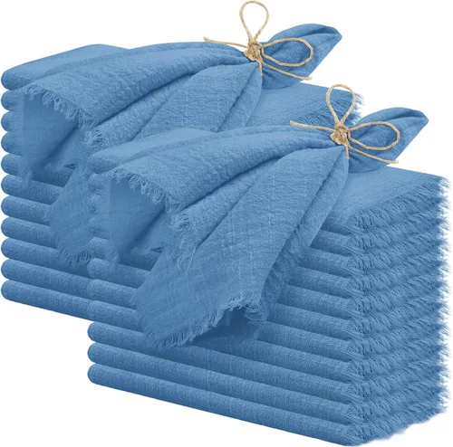 Miniatura 15 de 24 servilletas de tela hechas a mano con flecos beige, 16 x 16 pulgadas, delicadas servilletas de algodón rústico a granel para bodas, cenas, fiestas